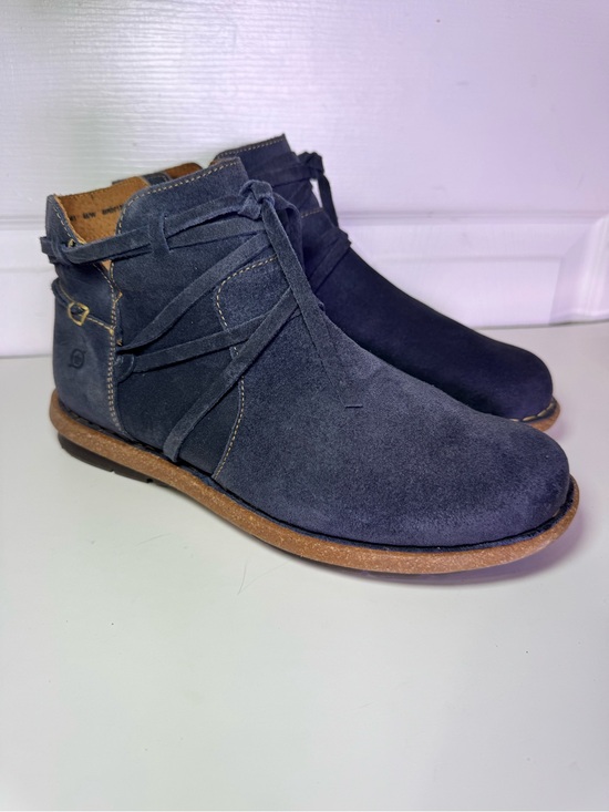 Born Shoes - Børn Tarkiln Indigo Blue Suede Ankle Booties Side Zip Size 9.5 M / 41 EU